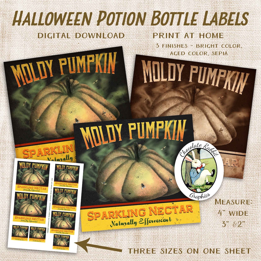 Halloween Pumpkin Potion Bottle Label, Party Decoration Clip Art ...