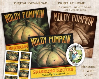 Halloween Pumpkin Potion Bottle Label, Party Decoration Clip Art, Digital Download