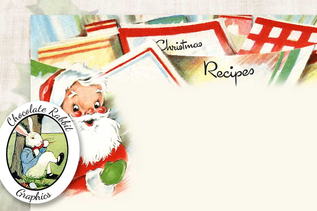 Vintage Christmas Recipe Cards Digital Christmas Clipart  Etsy