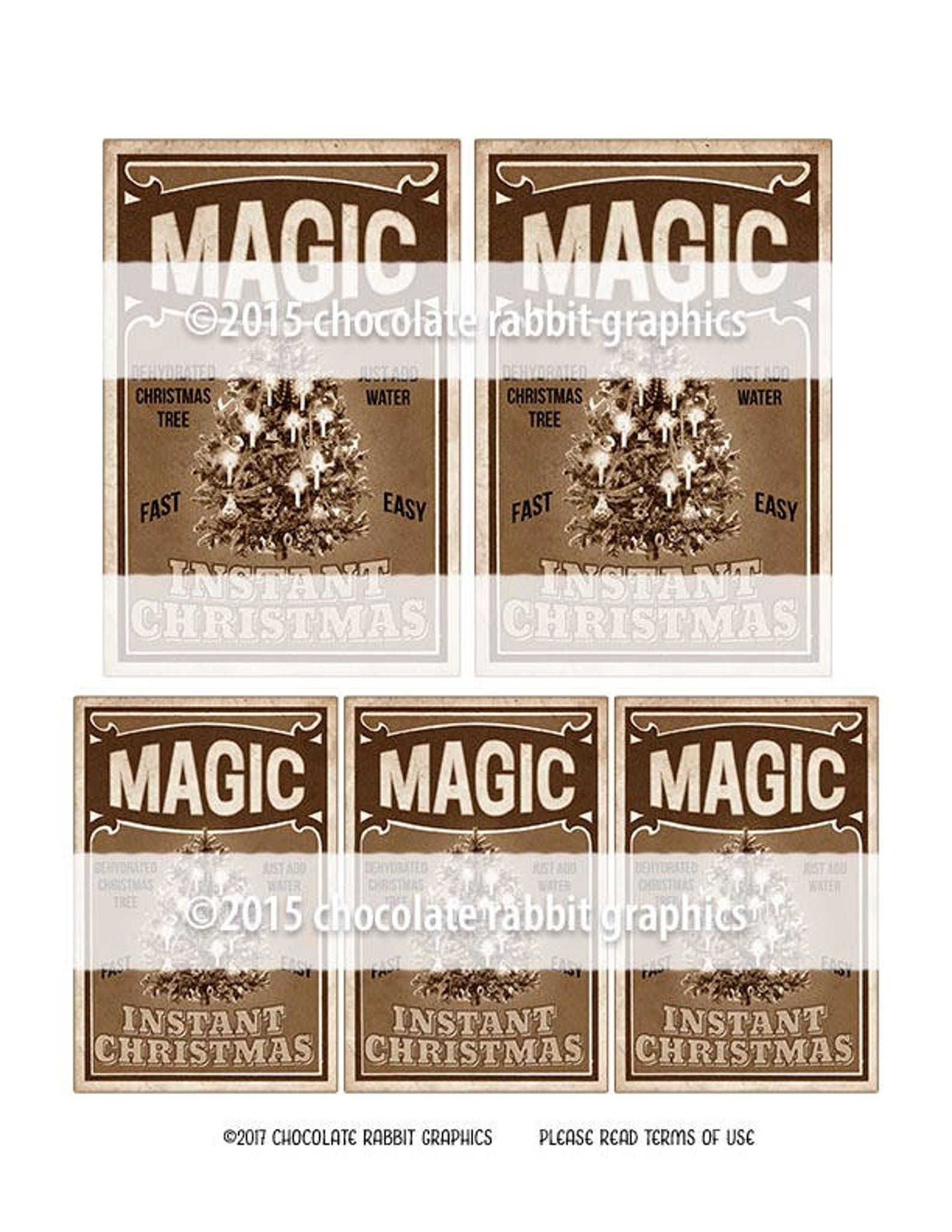 Vintage Magic Christmas Tree Label: Printable Gift Tags (digital ...