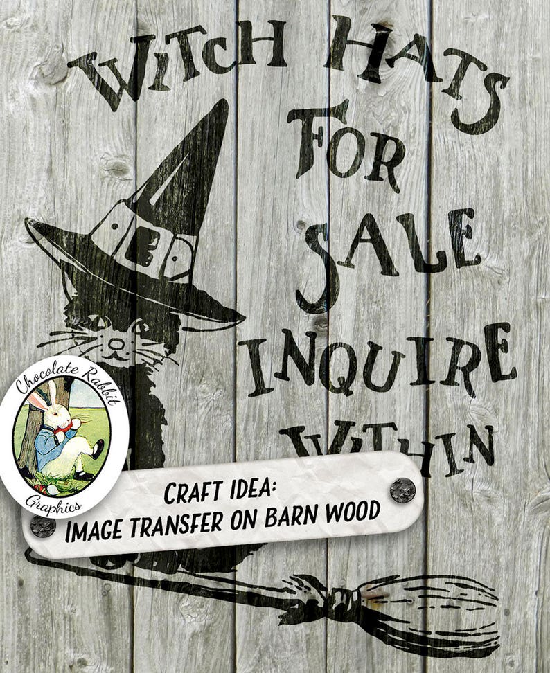 Halloween Witch Hat Printable Sign Vintage Digital Download | Etsy