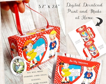 Vintage Valentine Treat Box Template: Printable Candy Container (PDF)
