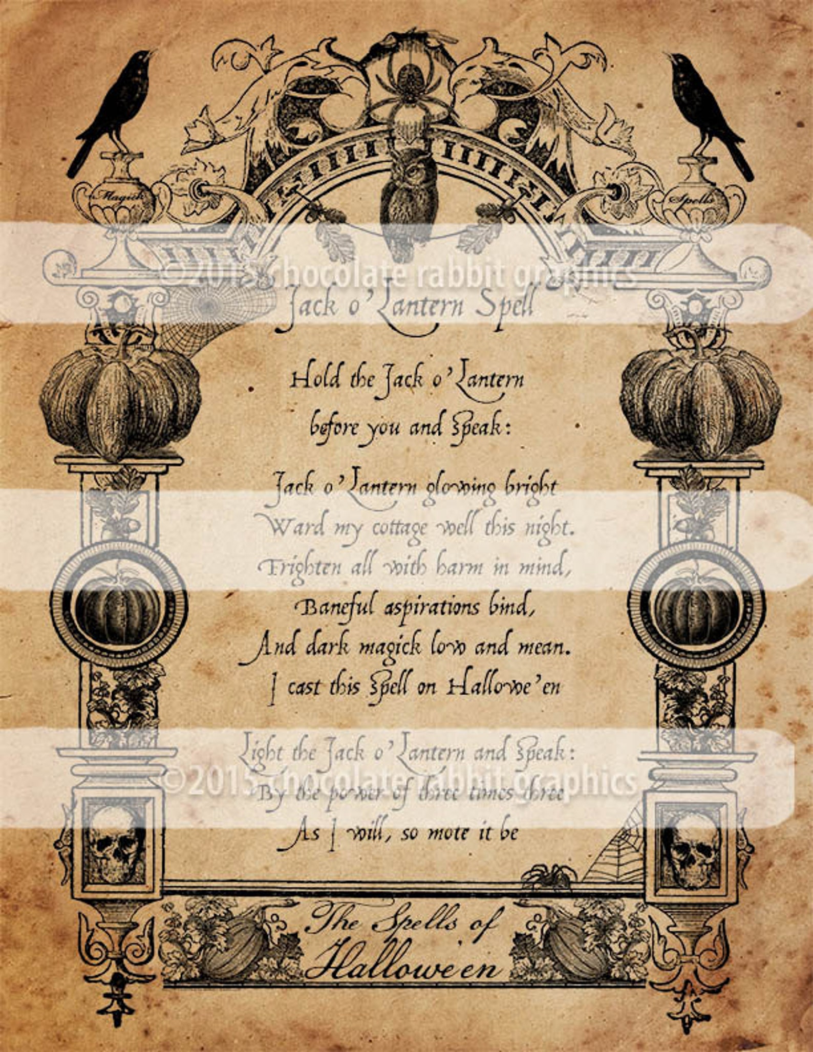 Halloween Witch Spell Book Page Digital Download Vintage Style - Etsy