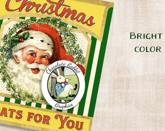 ヴィンテージサンタのクリスマスラベル：印刷可能なお菓子タグ