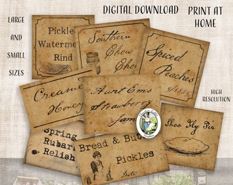 Country Farm Stand Labels, Market Digital Download, Printable Journal, Scrapbook Ephemera, Vintage Style