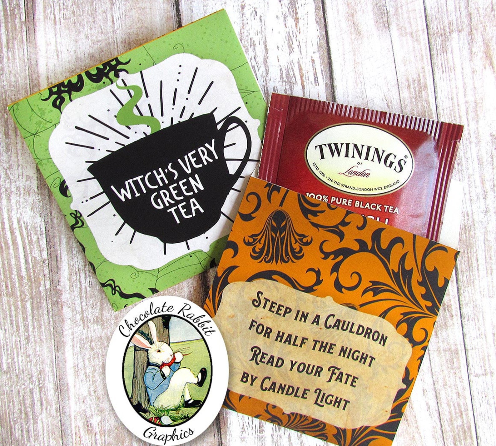 Halloween Tea Bag Envelopes Printable Witch Tea Bag Covers Etsy