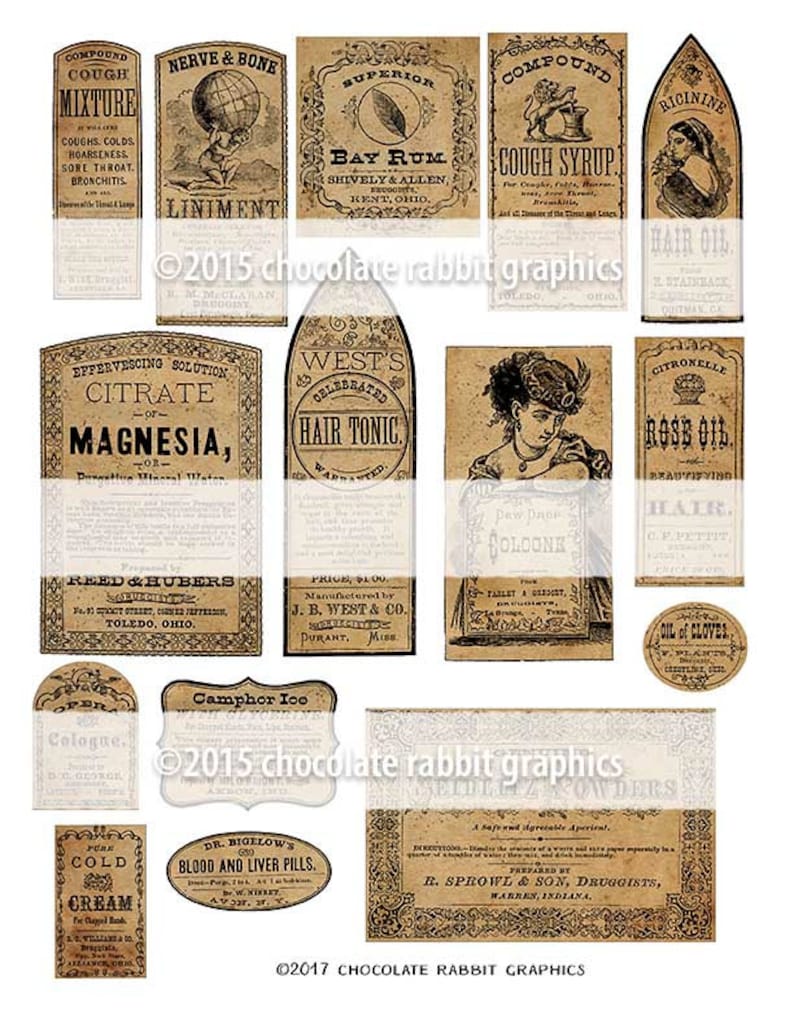 Vintage Apothecary Label Sheet Digital Antique Pharmacy Label - Etsy