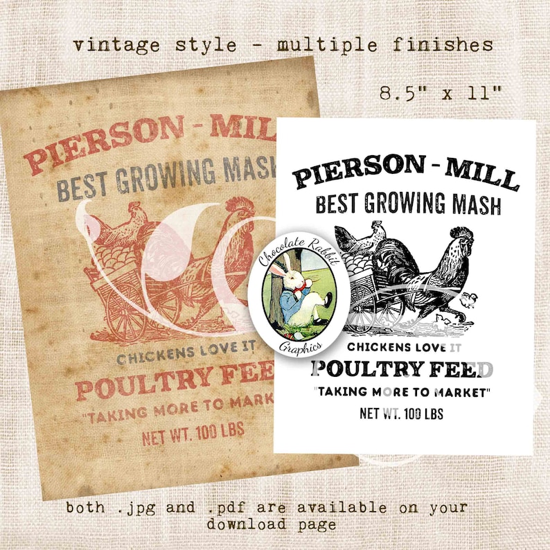 Chicken Feed Sack Sign, Digital Download, Country Vintage Style ...