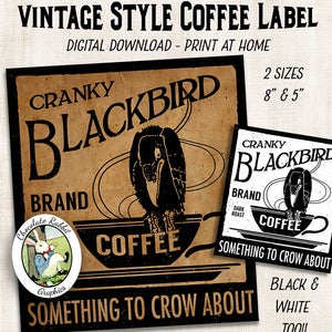 Coffee Label Tag Vintage Style Primitive Prim Country Kitchen Digital Download Printable DIY Tags Scrapbook Graphics Sheet Clip Art Images