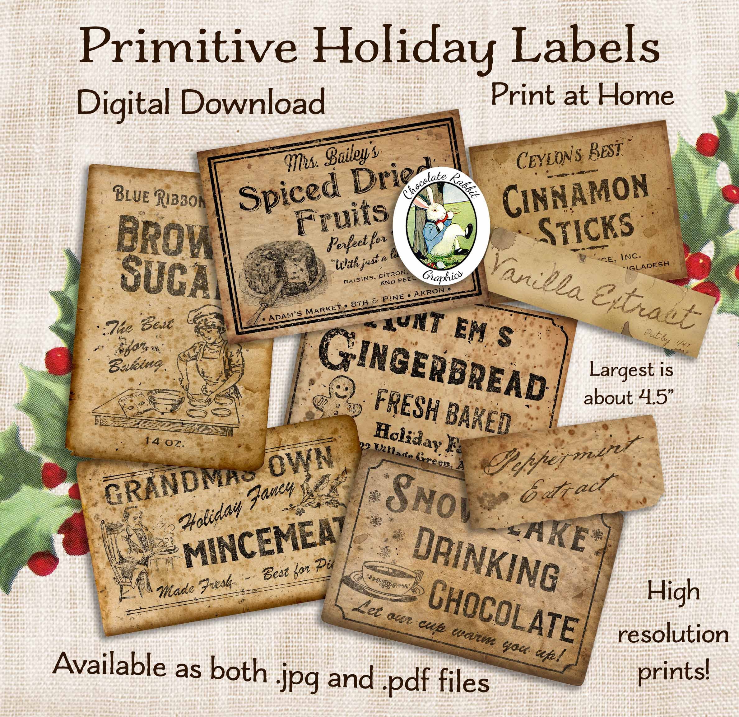 Primitive Christmas Labels