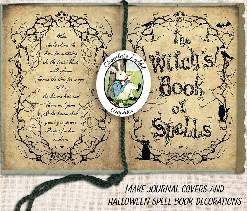 Printable Halloween Spell Book Cover Book of Shadows Digital - Etsy