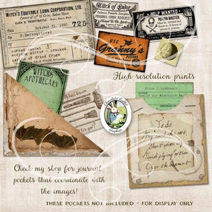 Halloween Witch Ephemera Kit, Junk Journal Digital Download, Vintage Spell Book Clip Art image 4