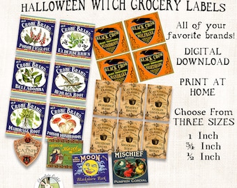 Miniature Dollhouse Halloween Potion Labels: Vintage-Style Printable (Digital Download)