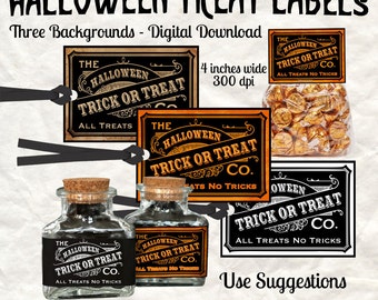 Vintage Style Halloween Treat Labels: DIY Printable Tags (Digital Download)
