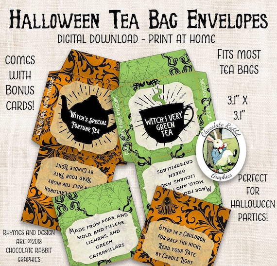 Halloween Tea Bag Envelopes Printable Witch Tea Bag Covers - Etsy