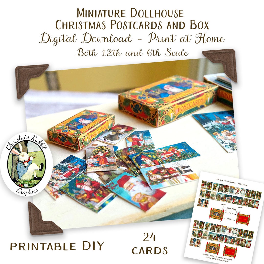 Dollhouse Miniature DIY Christmas Card Box Set, Digital Download ...