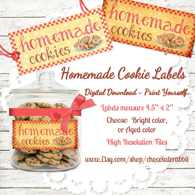 Christmas Cookie Labels Printable Cookie Stickers Baking - Etsy