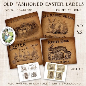 Primitive Ostern Etiketten, druckbare Dorfladen Ostern, digitale Ostern Tags, Jahrgang Etiketten Ostern Hase Clipart, Bildübertragung