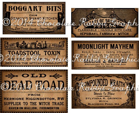 36 Stück Halloween Flaschenetiketten - Wasserfest Weinetiketten Vintage Style