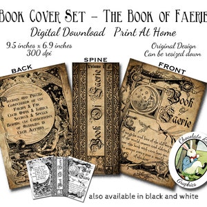 Witch Fairy Faerie Spell Book Cover Digital Download Halloween Printable DIY Image Clip Art Clipart Scrapbook Collage Sheet