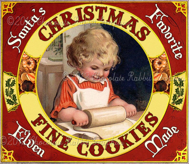 Christmas Cookies Vintage Label Tag Digital Download Printable - Etsy