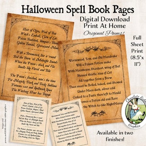 Halloween Witch Spell Book Pages Digital Download Printable Page Spellbook Graphic Image Wall Art Scrapbook Journal Collage Sheet