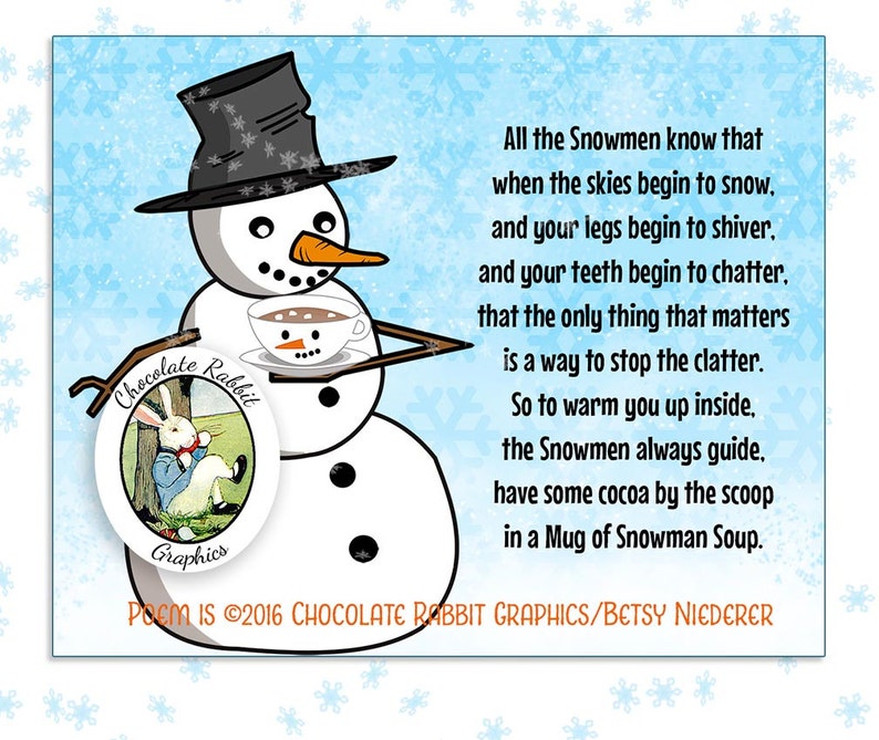 SchneemannKakao Suppe Etiketten Kreise Gedicht Weihnachten Etsy.de