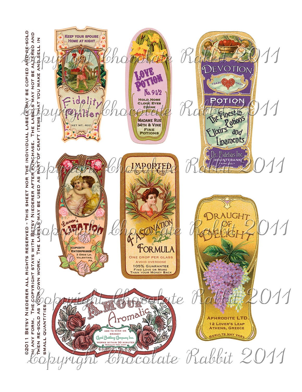 Love Potion Labels Vintage Style Valentine Labels Valentine | Etsy