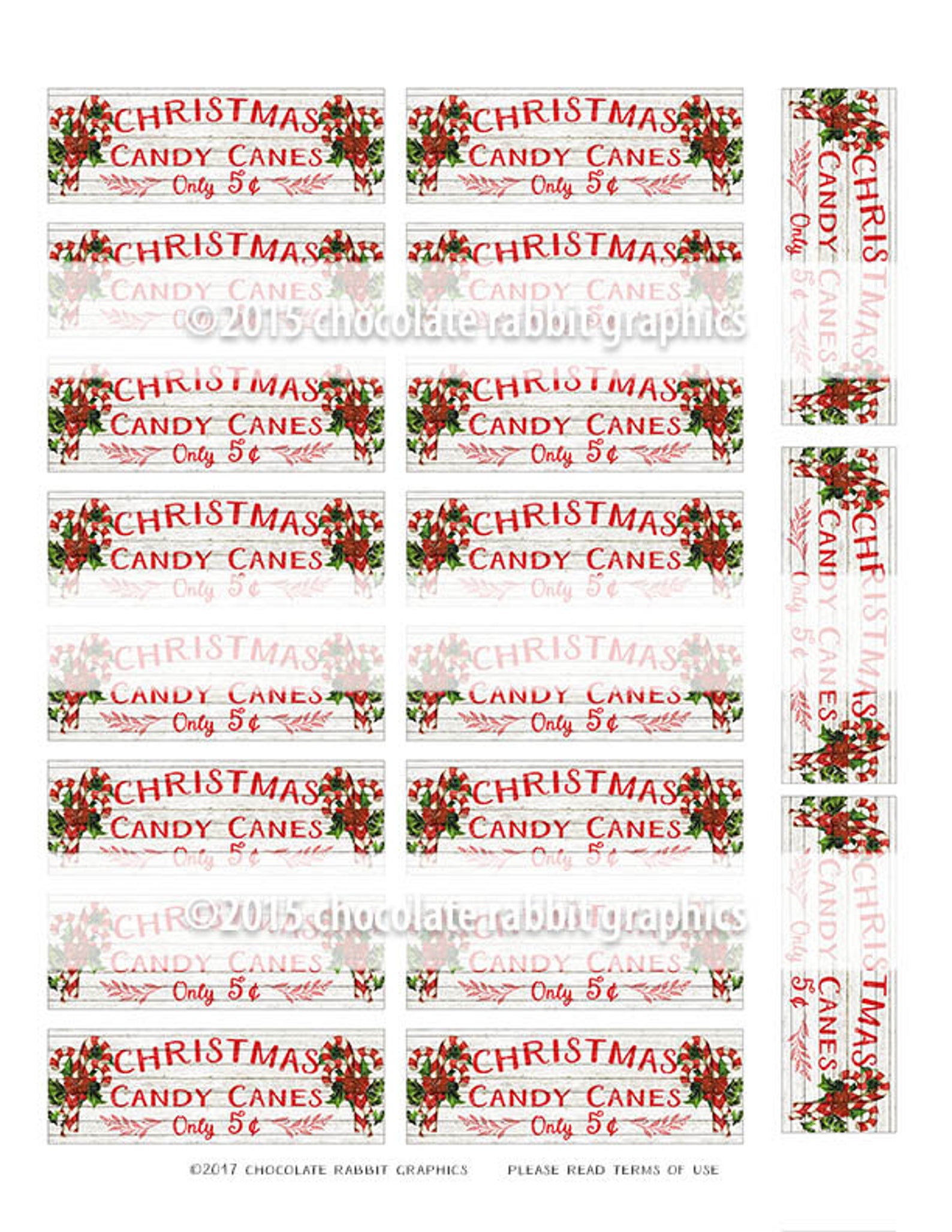 Christmas Sign Candy Cane Tags Printable Christmas Candy | Etsy