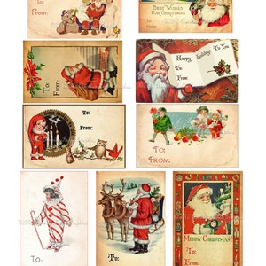 Vintage Christmas Gift Tags Digital Download Printable Collage Sheet ...