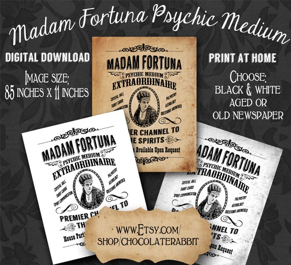 Fortune Teller Halloween Vintage Digital Download Sign Fabric - Etsy