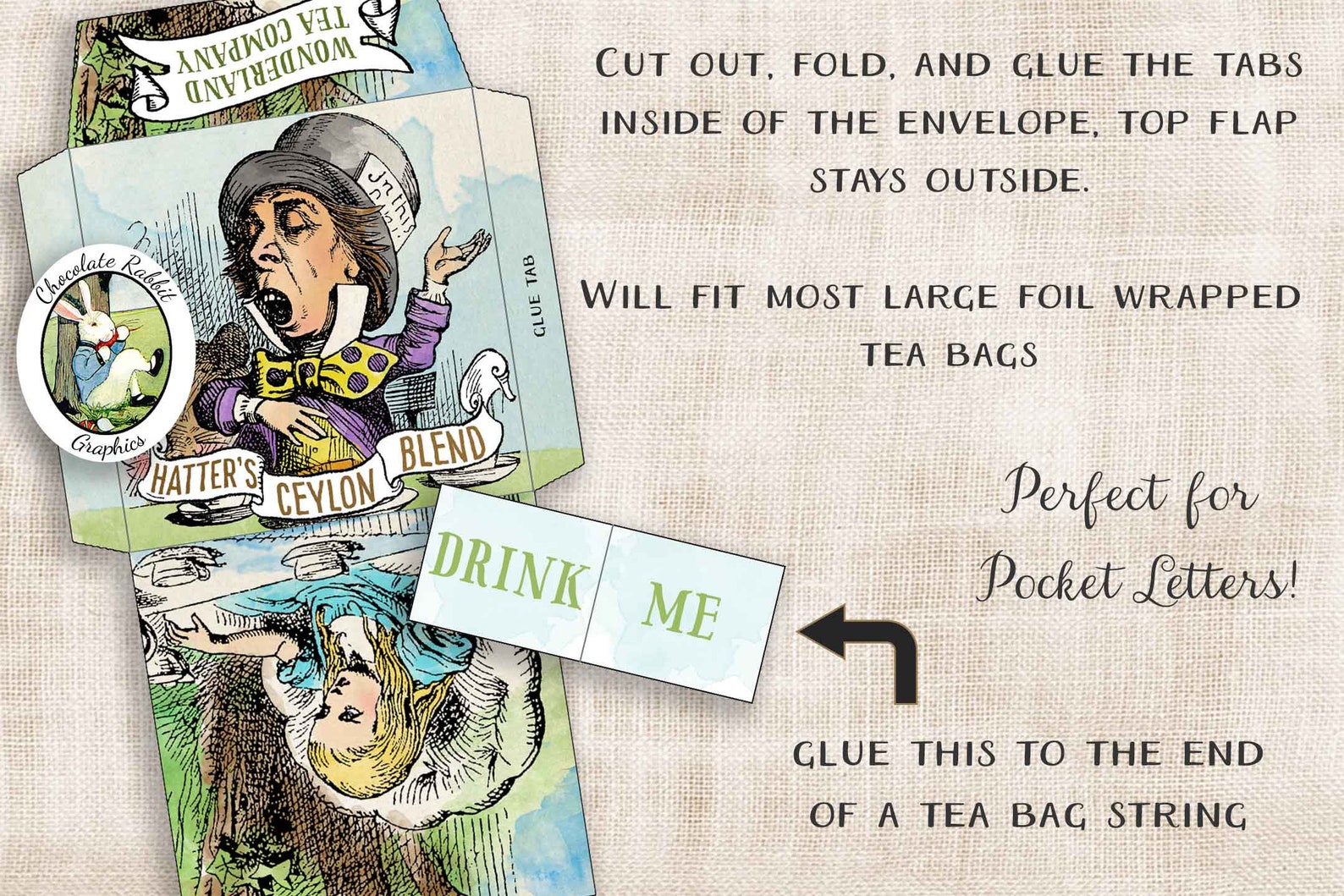 Alice in Wonderland Tea Bag Covers Printable Tea Bag Covers Etsy