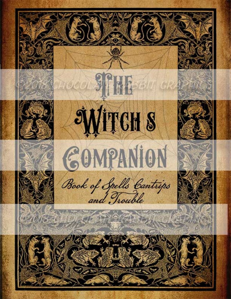 Halloween Witch Companion Spell Book Cover Printable Spell Etsy