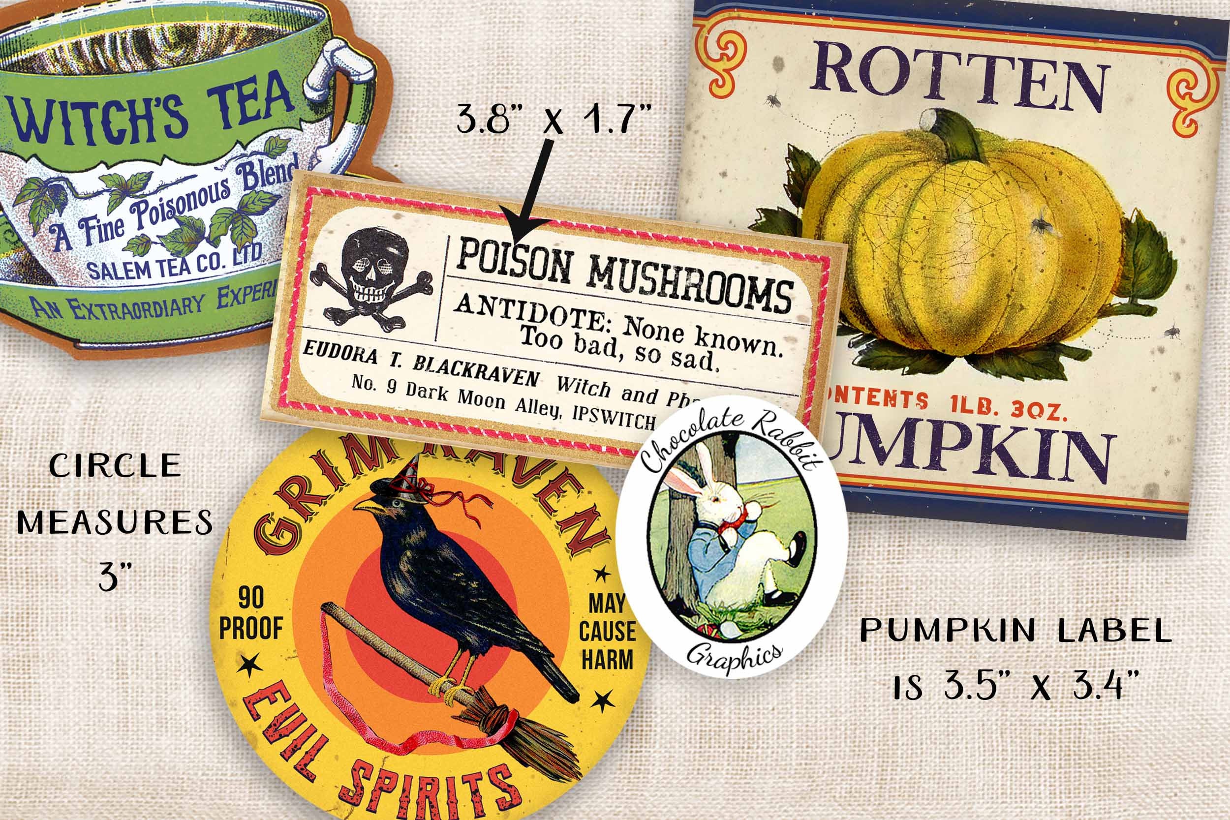 Halloween Witch Potion Pantry Labels, Digital Vintage Style Tags ...