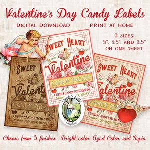 Cupid Valentine Candy Label, Vintage Style Printable Valentine Tag, Digital Valentines Day Clipart, Valentine Image Transfer, Treat Label