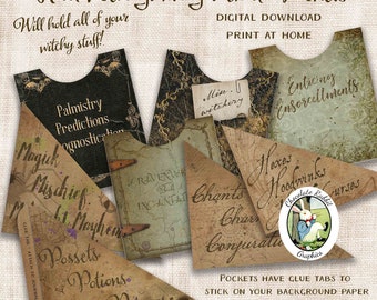 Halloween Witch Spell Book Pockets: Junk Journal Kit (Digital Download)