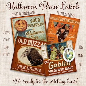 Halloween Potion Labels: Witch&#39;s Brew Clip Art (Digital Download)
