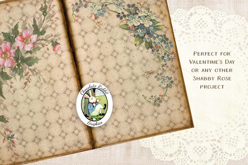 Download Printable Junk Journal Pages Shabby Rose Valentine Digital ...