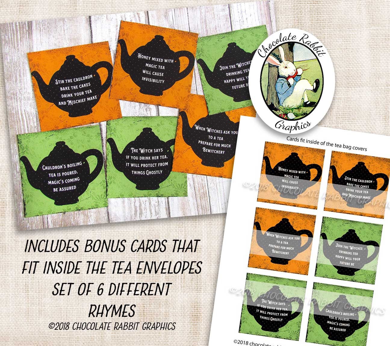 Halloween Tea Bag Envelopes Printable Witch Tea Bag Covers Etsy