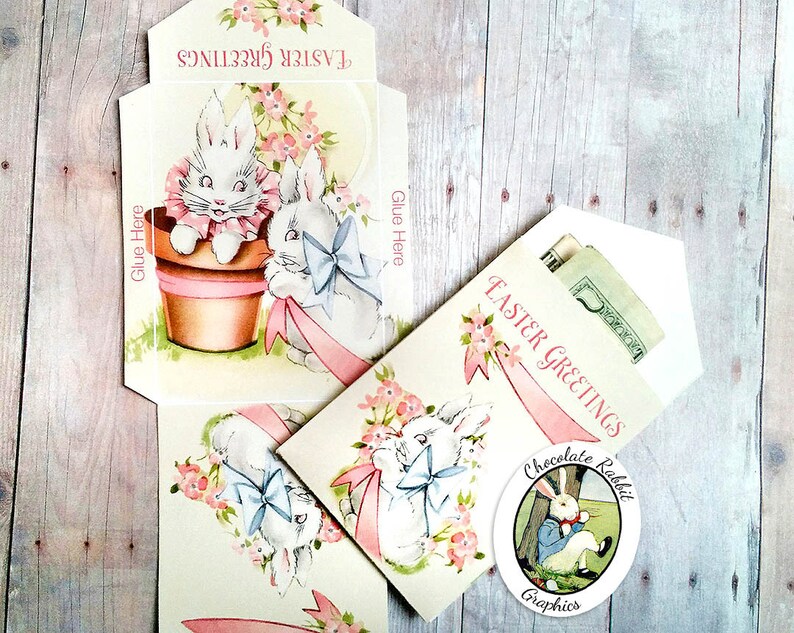 Easter Bunny Envelopes Digital Download Printable Vintage | Etsy