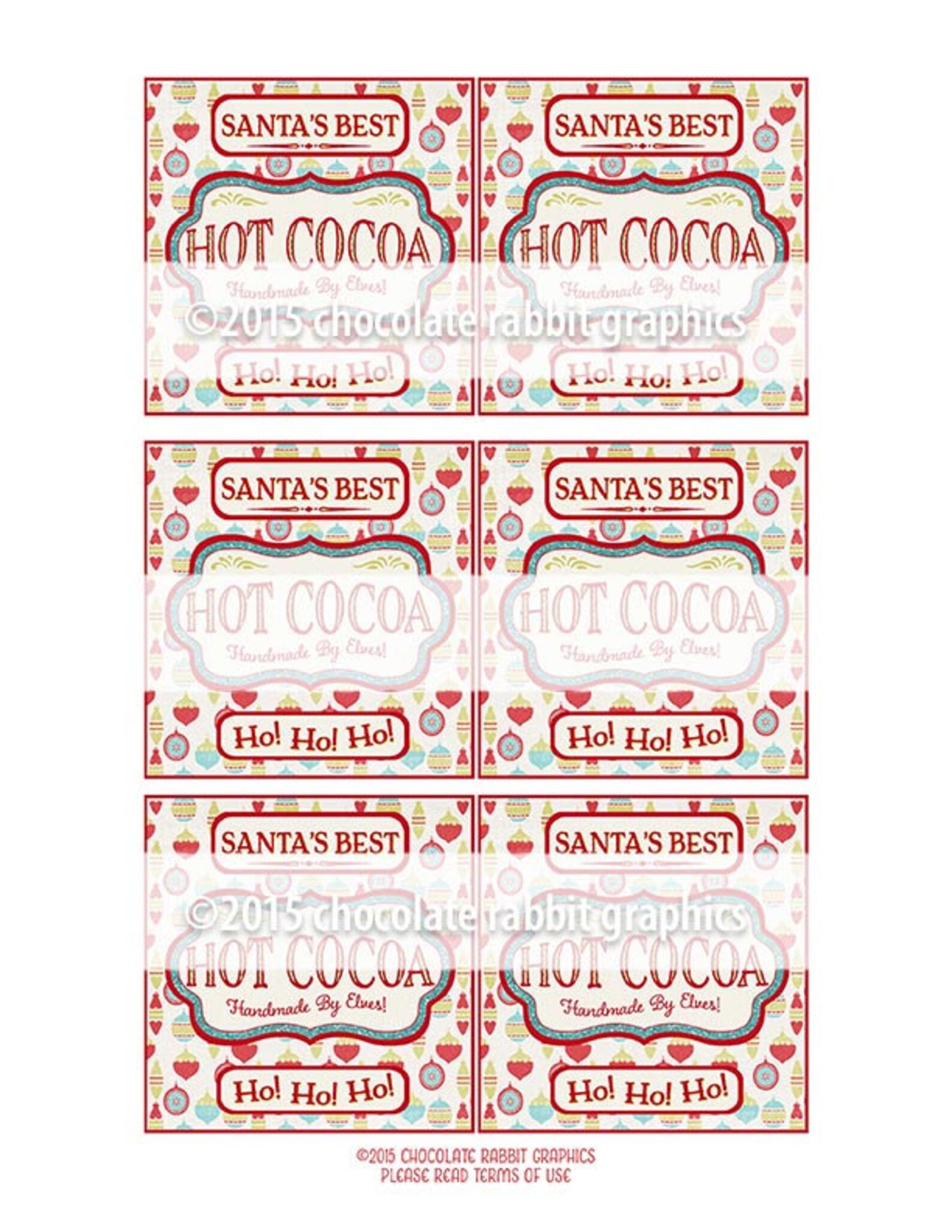 Hot Cocoa Labels Christmas Digital Download Printable - Etsy
