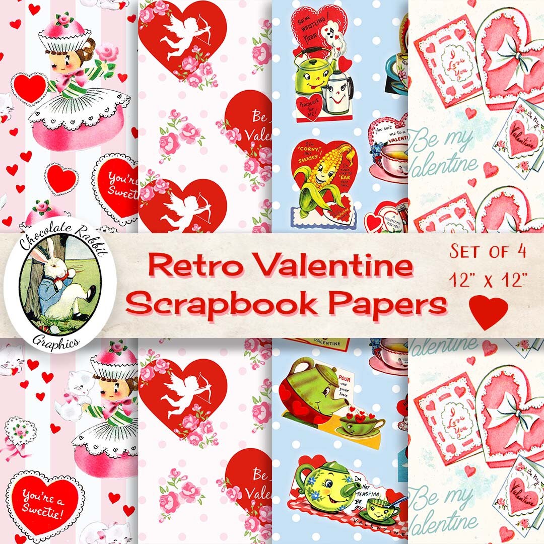 Vintage Valentine Scrapbook Paper Printable Valentine Paper - Etsy