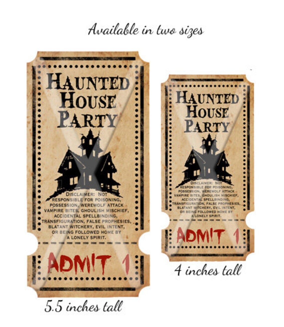 Halloween Haunted House Party Tickets Vintage Digital Download Etsy