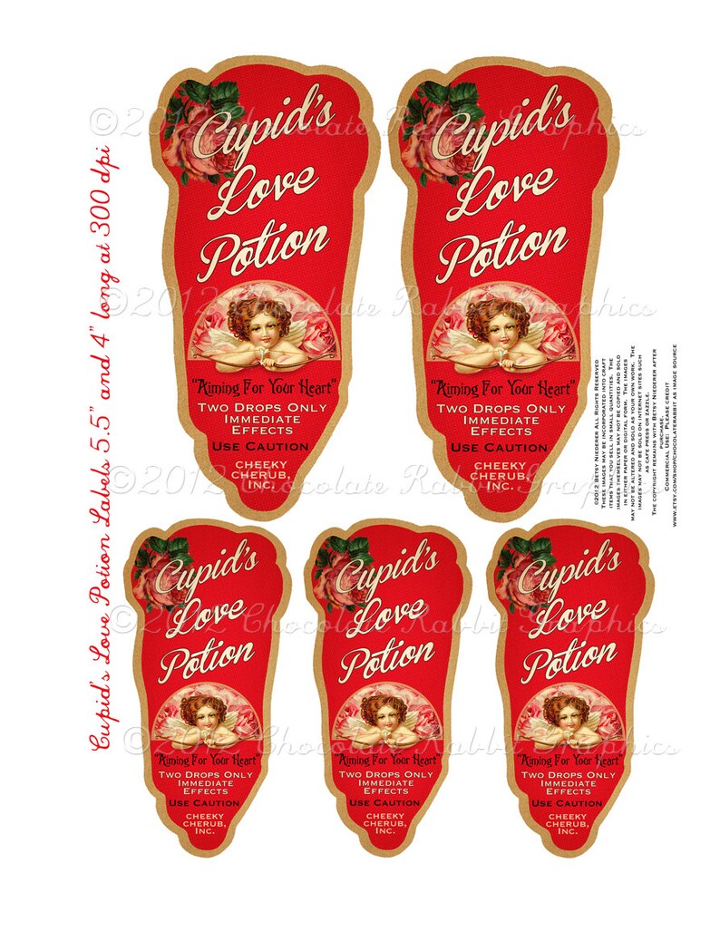 Vintage Style Valentine Potion Label Love Potion Label Etsy