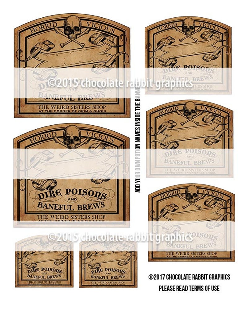 blank potion bottle labels digital halloween tags printable etsy