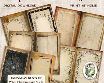 Halloween Junk Journal Kit Digital Download, Printable Blank Spell Book Pages, Spooky Scrapbook Backgrounds