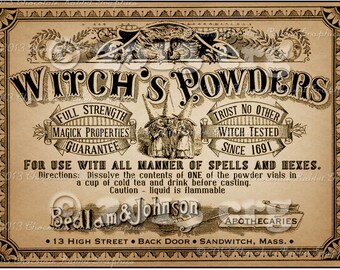 Apothecary Label Halloween Witch Potion Vintage Digital Download Collage Sheet Poison Tags Scrapbook INSTANT DOWNLOAD