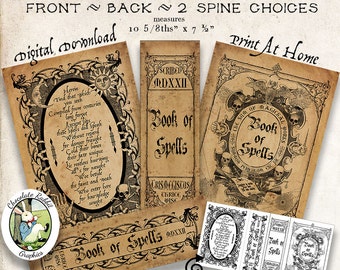 Halloween Spell Book Vintage Witch Style Digital Download Printable Image Clip Art Scrapbook Fabric Transfer Graphics Tag