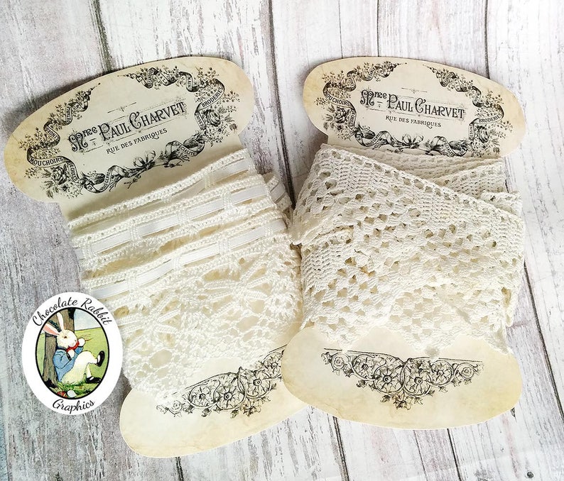 Vintage Lace Holders Ribbon Holders Printable Ribbon Spools Etsy