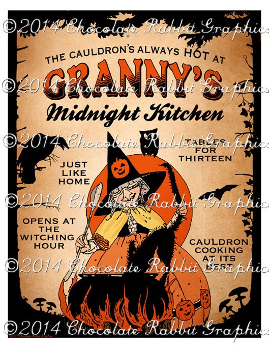 Halloween Sign Printable Witch Digital Download Vintage Style | Etsy